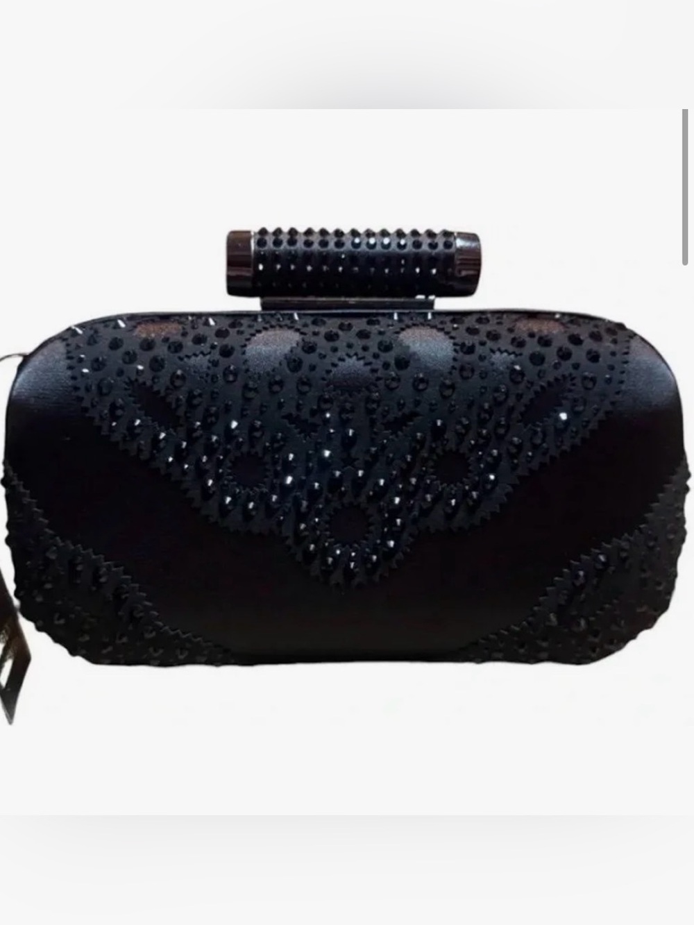 Badgley Mischka Black Rhinestone Satin Clutch/C/B. Black.